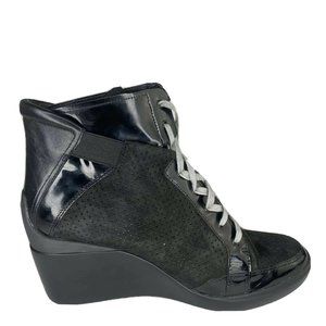 TSUBO Black Suede Leather 1002503 Dress High Top Wedge Sneaker Boots Size 10